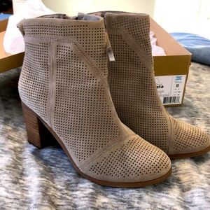 TOMS Lunata Desert Taupe Suede ankle bootie